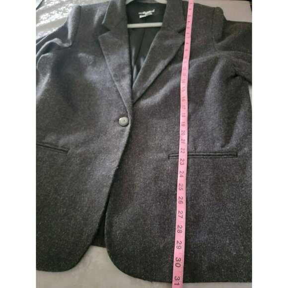 Sag Harbor Wool Blend Blazer Women Size 18 Dark Gray Black One Button Office Y2K - Picture 6 of 7